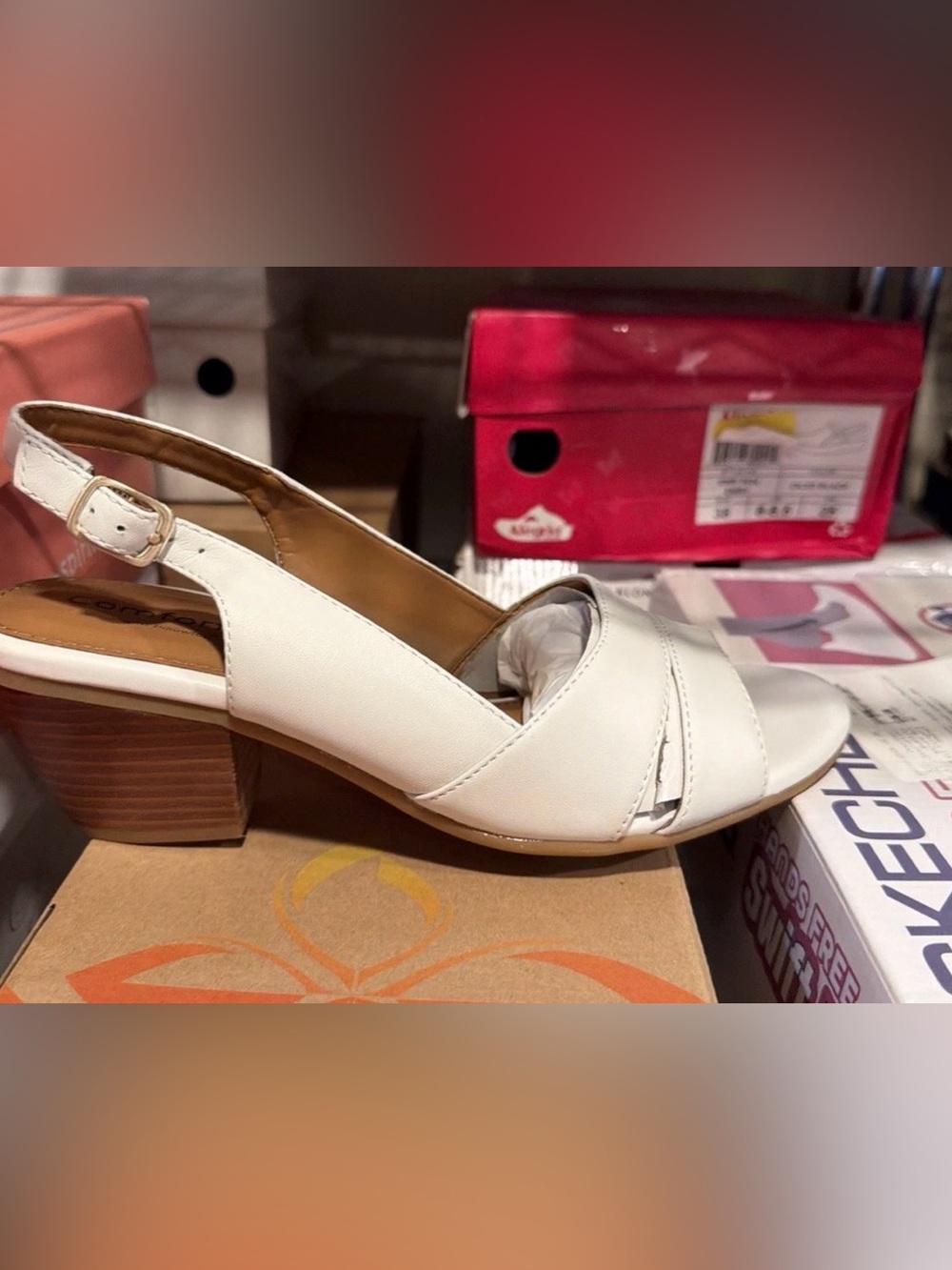 Comfortiva Women’s Alonna Slingback Sandals White Leather Size 8.5 M US